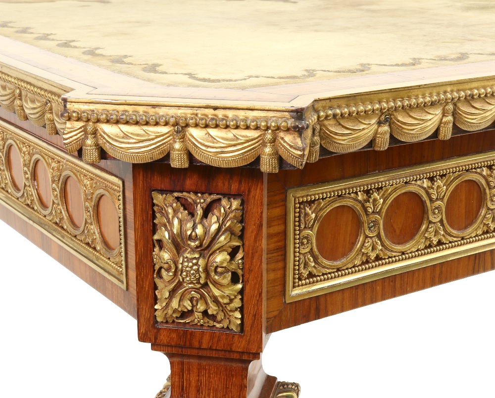 A Louis XVI style ormolu mounted kingwood crossbanded and boxwood strung centre table, circa 1900, - Image 3 of 7