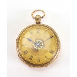 An 18ct yellow gold cased open faced key wind lady’s fob watch, London 1858, by James Hammon & Sons,