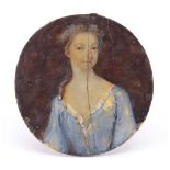 English School, 18th Century, A portrait miniature of a lady in a blue dress,