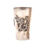 A Chinese silver beaker, circa 1900, cylindrical tapering,