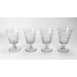 A set of four Regency style glass goblets, late 19th century, facet, diamond and split cut, 15.