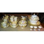 A Victorian yellow and gilt decorated tea service, (qty).