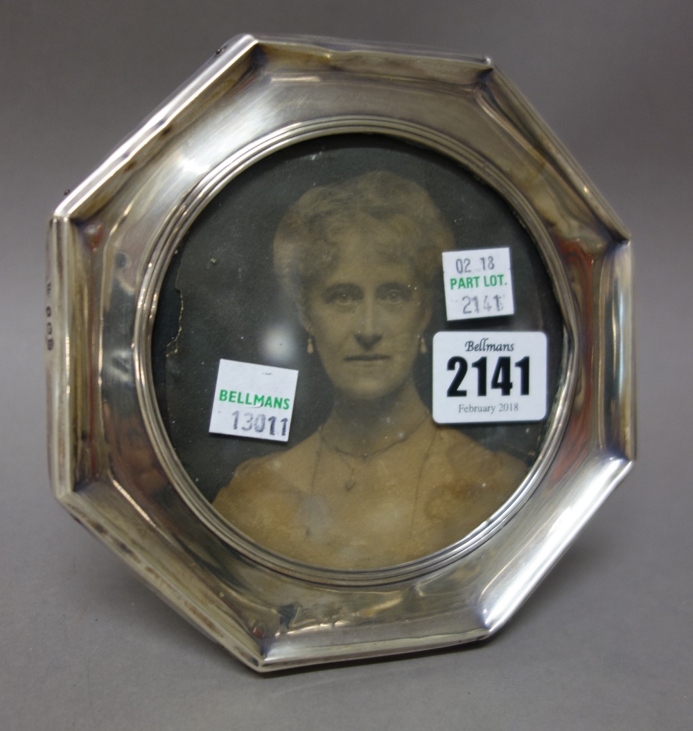 Silver and silver mounted wares, comprising; an octagonal photograph frame,