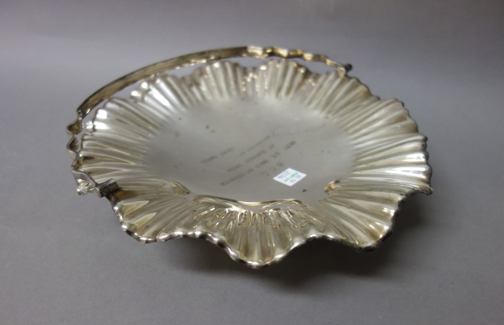 A silver salver of shaped circular form, having a pie crust rim raised on three scrolled feet, - Image 2 of 2