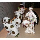 Ceramics, including; a Royal Crown Derby vase, two 19th century Staffordshire miniature spaniels,