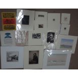 A group of assorted 20th century prints, woodblock engravings and etchings,