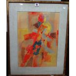 Continental School (20th century), Abstract, watercolour and pastel, indistinctly signed,