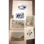 A small group of 19th and 20th century prints, including aquatints of military subjects,