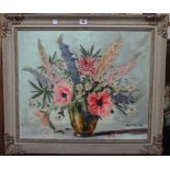 Elizabeth Bridge (20th century), Floral still life, oil on canvas, signed, 50cm x 60cm.