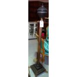 A Regency style patinated bronze and brass oil lamp standard base, of Corinthian column form,