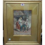 V** Columbo (19th/20th century), Italian peasants in an interior, watercolour, signed, 26cm x 18cm.