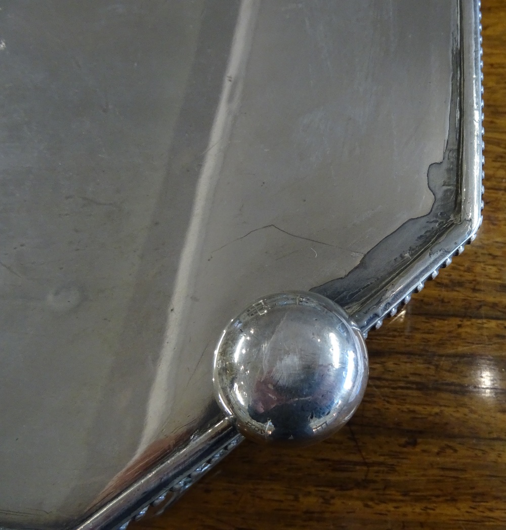 A late Victorian silver large cut cornered rectangular twin handled gallery tray, - Image 8 of 11