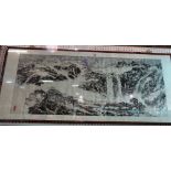 A large Chinese print of a mountainous landscape after Wang Wei ( 699-759 AD), 20th century,