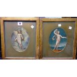 Continental School (20th century), Classical figures, a pair, oil on board, oval, each 17cm x 12cm.