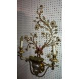 A modern gilt and silvered metal two branch wall applique,