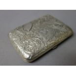 A French rectangular cigarette case, the exterior decorated with scrolls and mythological animals.