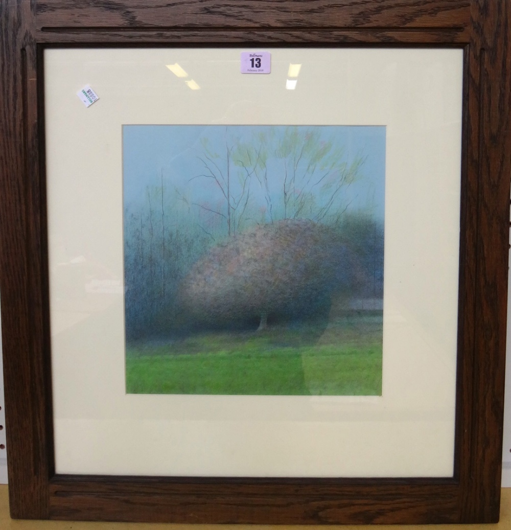 Attributed to Graham Ovenden (b.1943), The Apple Tree, pastel 29cm x 27.5cm.