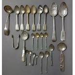Silver table flatware, comprising; eight Irish fiddle pattern teaspoons, Dublin 1865,