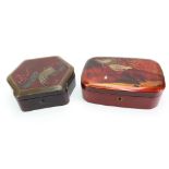 A Japanese lacquer hexagonal box and cov