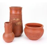 A Japanese terracotta small jardiniere,