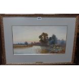 Thomas Noelsmith (fl.1889-1900), River scene at sunset, watercolour, signed, 24.5cm x 46cm.