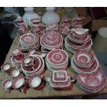 A Masons Vista dinner service, with pink and red floral decoration, to include plates, tea plates,