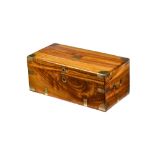 A 19th century small brass bound camphor wood rectangular box, 62cm wide x 26cm high x 31cm deep.