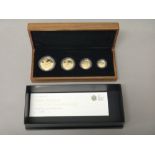 A United Kingdom Britannia gold proof four coin set, 2009, with a Royal Mint case,