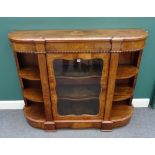 A Victorian walnut and floral marquetry inlaid credenza of 'D shaped outline,