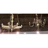 A 20th century eight branch brass star chandelier,
