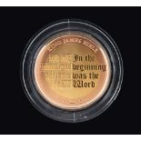 A gold proof two pounds coin, 2011, commemorating The King James Bible, with a certificate,