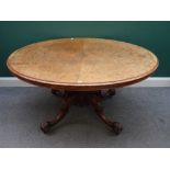 A Victorian marquetry inlaid figured walnut loo table,