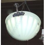 A 20th century ceiling light with opaque dish.