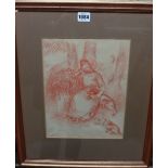 After Pierre Auguste Renoir, Woman with dogs, sanguine lithograph, with blindstamp, 30cm x 23cm.