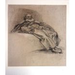Attributd to Frederic, Lord Leighton (1830-1896), A robed man, charcoal, unframed, 30cm x 28.5cm.