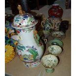 Asian ceramics, including; a pair of 19th century and later famille verte type stem cups,