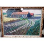 ** Chaplin (20th century), A farm, pastel, signed and dated '57, 45cm x 61cm.
