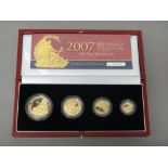 A United Kingdom Britannia gold proof four coin set, 2007, with a Royal Mint case and certificate.