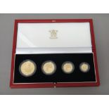 A United Kingdom Britannia gold proof four coin set, 2002, with a Royal Mint case,