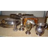 Silver and silver plated wares, including; a helmet shaped milk jug, hallmarked,