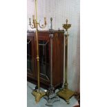 A Victorian style brass standard lamp of Corinthian column form, 140cm high,