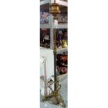 A Victorian gilt and patinated brass adjustable standard lamp (converted),