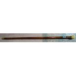 A Victorian rosewood walking cane, with ivory pommel and integral glass with vial, 88.5cm long, (a.