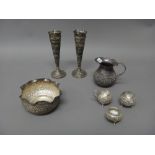 Eastern wares, comprising; a pair of vases, a bowl having a shaped rim,