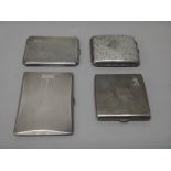A silver rectangular cigarette case, with engine turned decoration, Birmingham 1934,