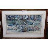 Percy Anderson (1850-1928), A spring in an ancient olive grove, Corfu, watercolour, signed,