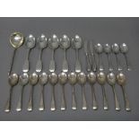 Silver, comprising; five fiddle pattern dessert spoons, Newcastle 1851,