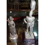 A gilt and silvered metal modern figural chess set and a set of 'Royal Hampshire' modern pewter