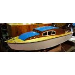 'Elvidaro', a 20th century scratch built model of a pond boat, 123cm wide.