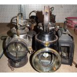 A quantity of assorted early 20th century bicycle, railway and other lamps, (qty).